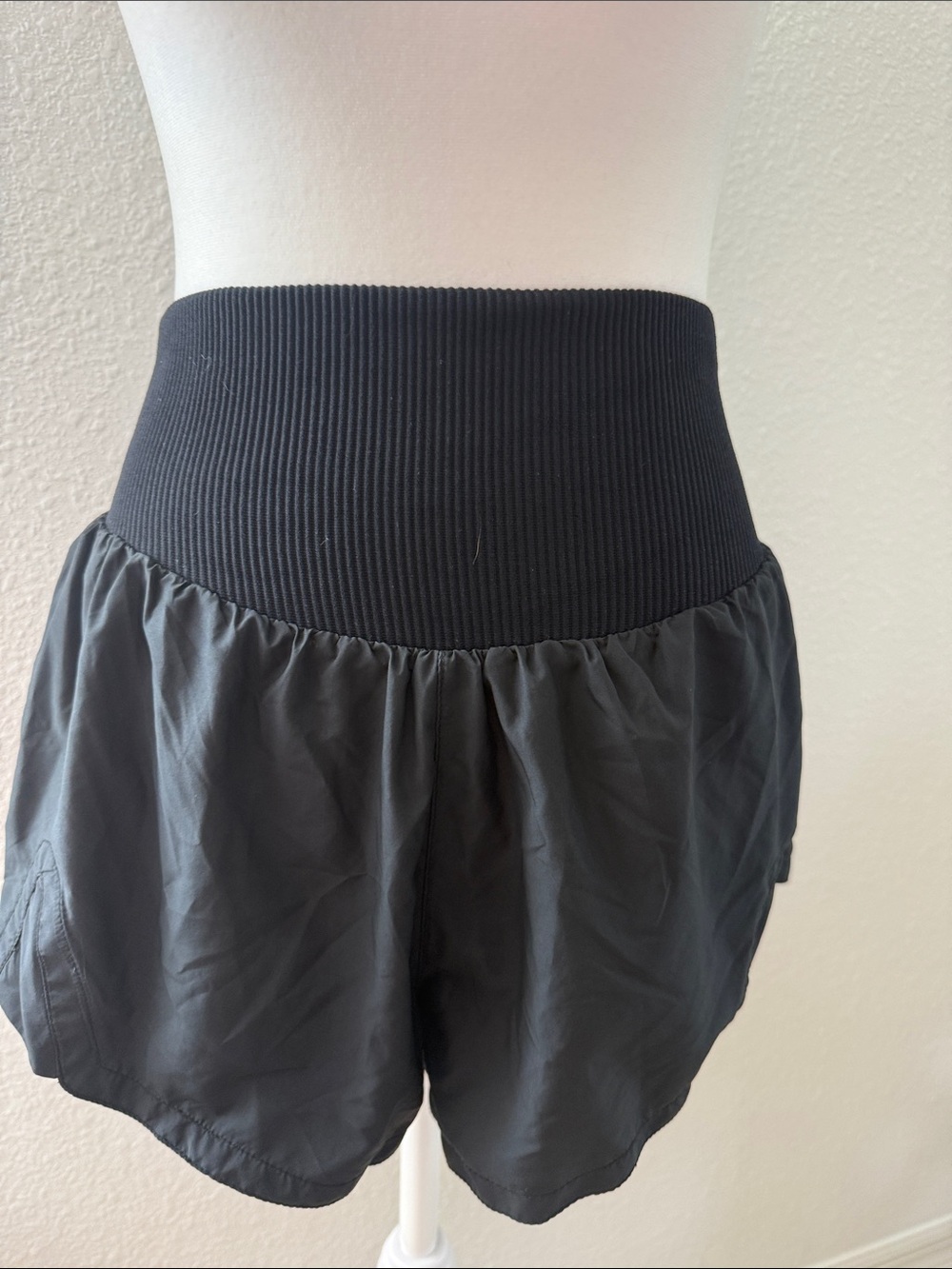 FP Movement by Free People Black Ribbed-Waist Athletic Shorts